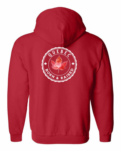 Born and Raised Quebec Left Chest and Back Zip Hoodie - Gildan Canada (sewn Internationally)