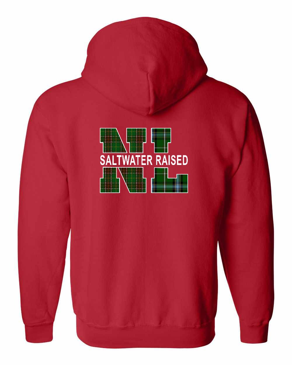 Newfoundland and Labrador Saltwater Raised Left Chest and Back Zip Hoodie