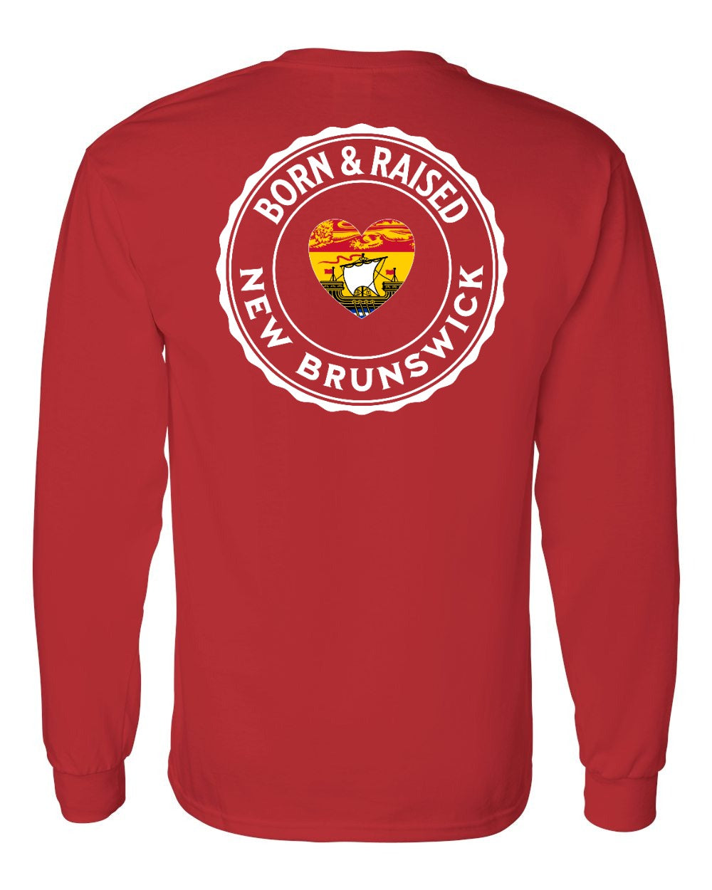 Born and Raised NB Heart Flag Left Chest & Back Long Sleeve Tee - Unisex