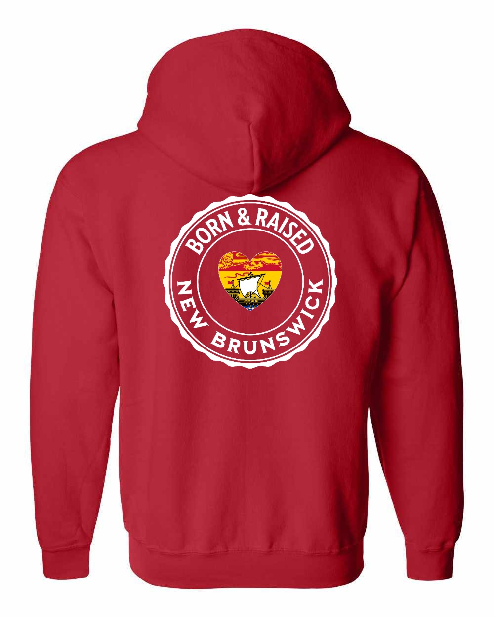 Born and Raised NB Heart Flag Left Chest & Back Zip Hoodie - Unisex