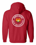 Born and Raised NB Heart Flag Left Chest & Back Zip Hoodie - Unisex
