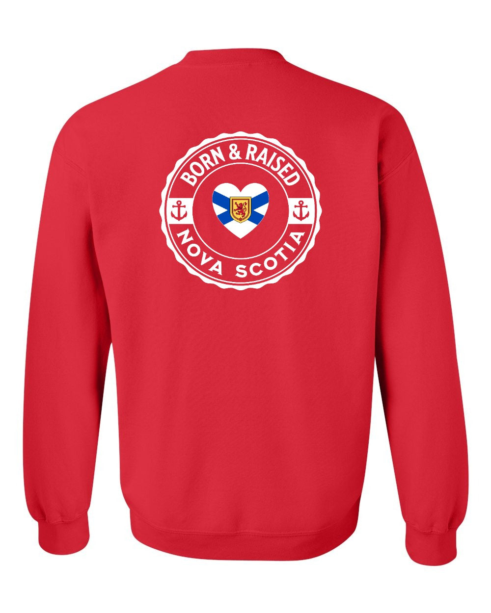 Born and Raised NS Heart Flag Left Chest & Back Crewneck Sweatshirt - Unisex