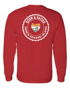 Born and Raised PEI Heart Flag Left Chest & Back Long Sleeve Tee - Unisex