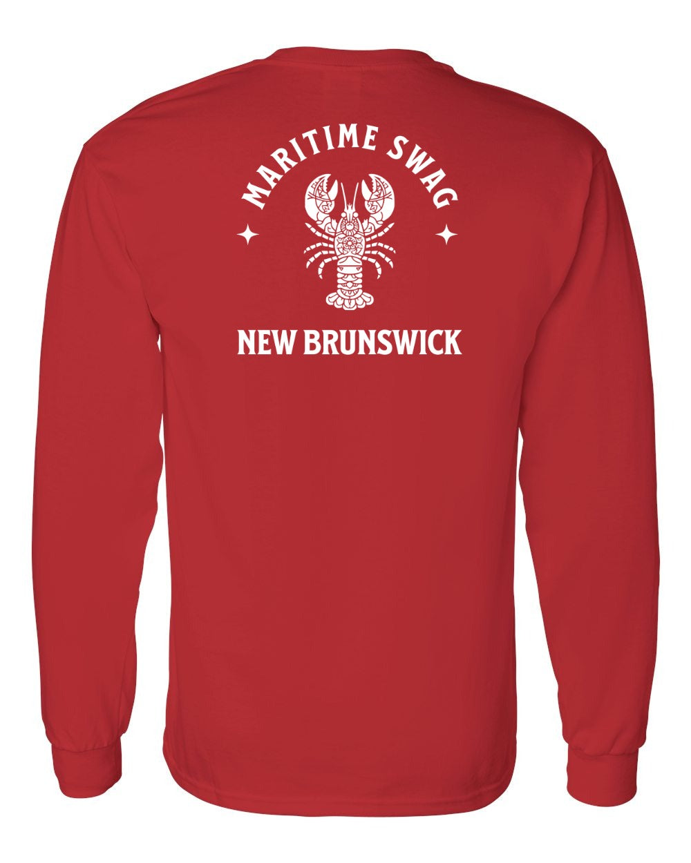 Maritime Swag New Brunswick Mandala white Lobster Left Chest and Back Long Sleeve Tee