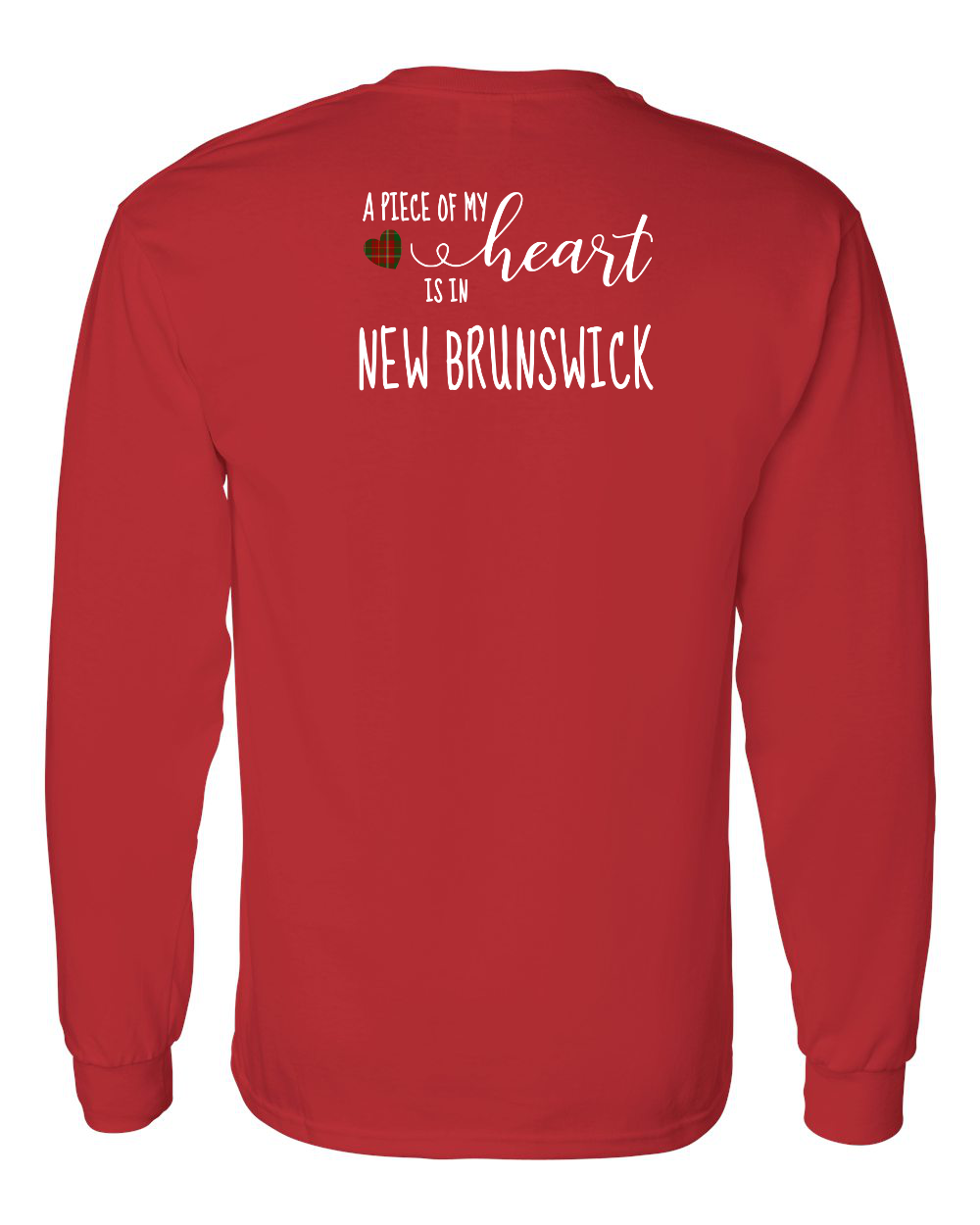 A piece of My heart in NB Tartan Heart Left Chest and Back Long Sleeve Tee - Unisex