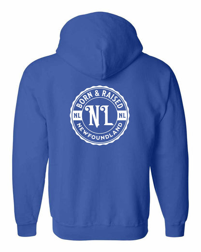 Born & Raised Newfoundland Left Chest And Back Zip Hoodie