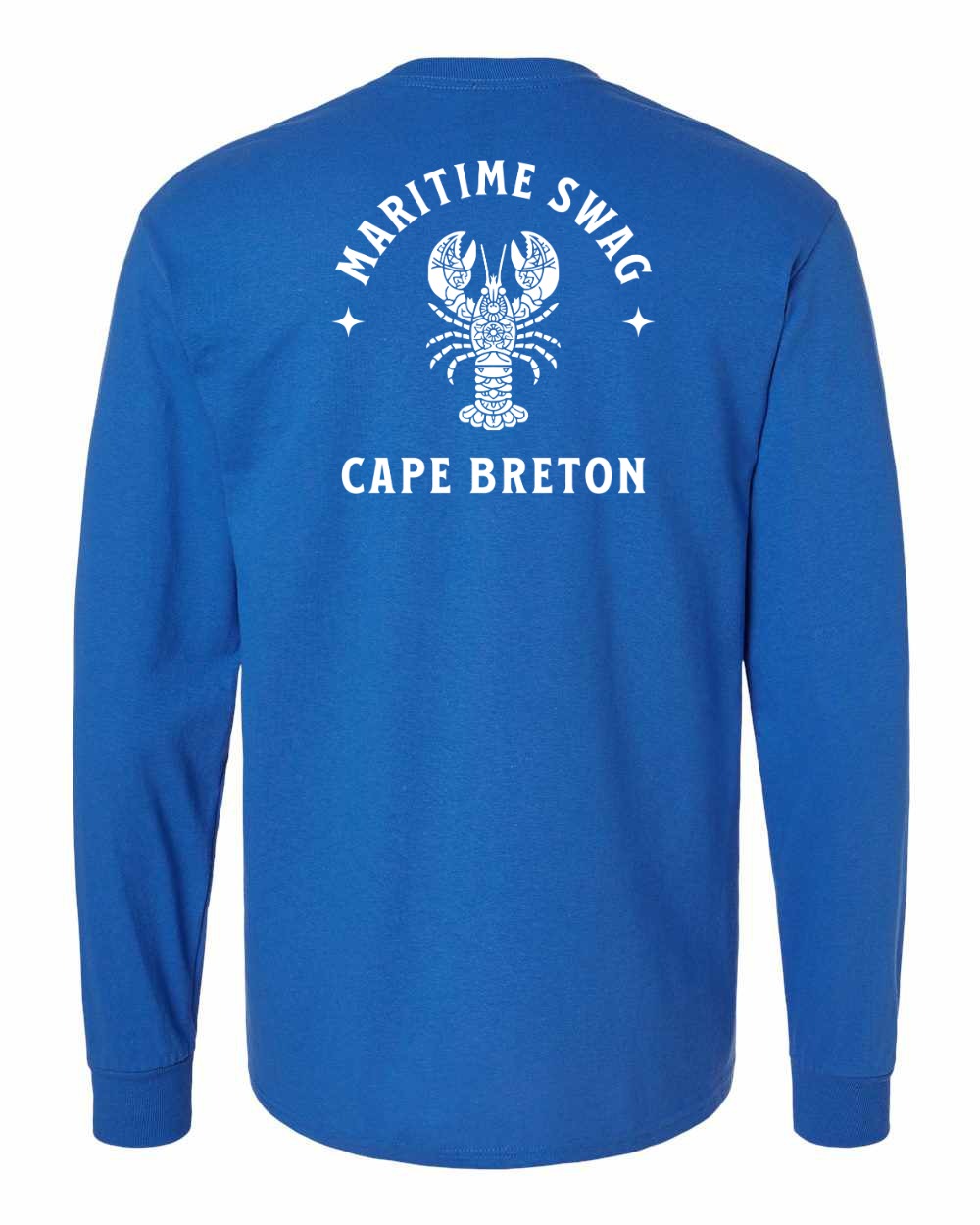 Maritime Swag Cape Breton Mandala white Lobster Left Chest and Back Long Sleeve Tee