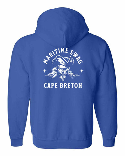 Maritime Swag Cape Breton Pirate Left Chest and Back Zip Hoodie
