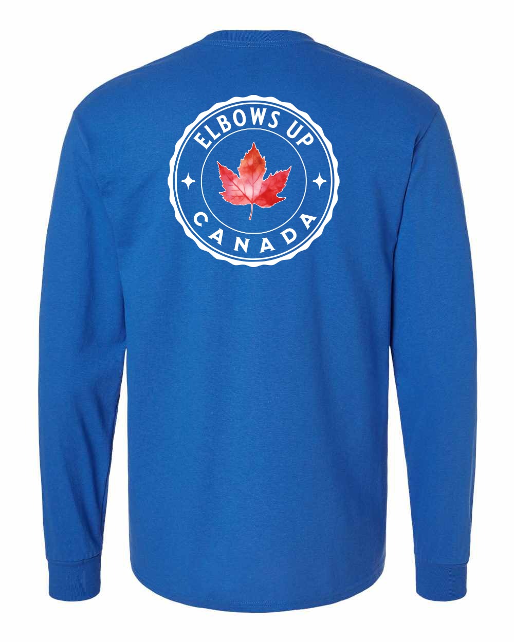 Elbows up Leaf Left Chest and Back Long Sleeve - Gildan Canada (sewn Internationally) - Unisex