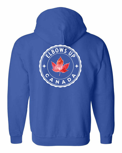 Elbows up Leaf Left Chest and Back Zip Hoodie - Gildan Canada (sewn Internationally)