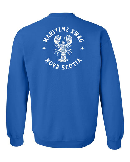 Maritime Swag Nova Scotia Mandala white Lobster Left Chest and Back crew-neck