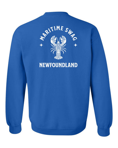 Maritime Swag Newfoundland Mandala white Lobster Left Chest and Back Crewneck Sweatshirt