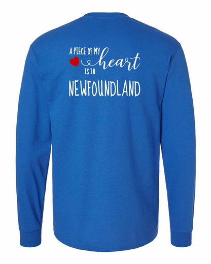 A piece of My heart in Newfoundland (Red Heart) Left Chest and Back Long Sleeve