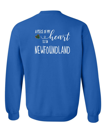 A piece of My heart in Newfoundland (Tartan Heart) Left Chest and Back Crewneck Sweatshirt