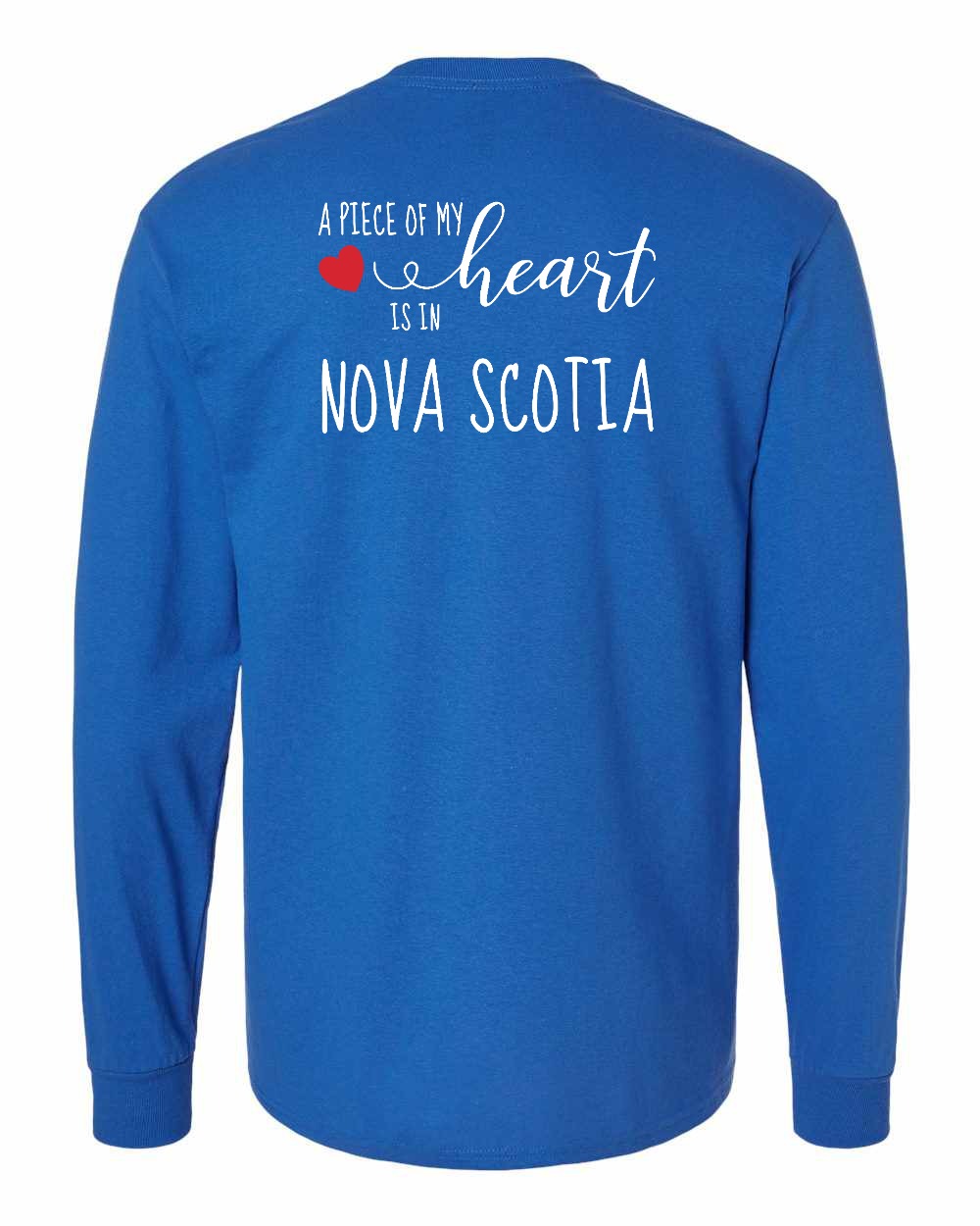 A piece of My heart in Nova Scotia (Red Heart) Left Chest and Back Long Sleeve Tee
