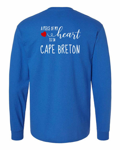 A piece of My heart in Cape Breton (Red Heart) Left Chest and Back Long Sleeve Tee