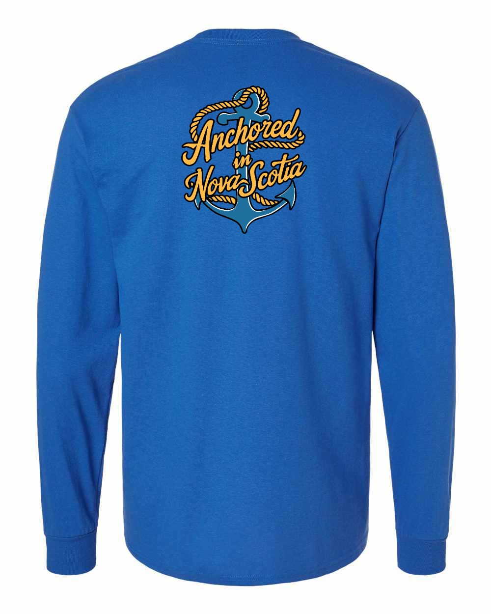 Anchored in Nova Scotia (New Design) Left Chest and Back Long Sleeve Tee
