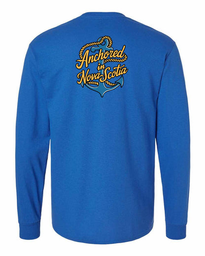 Anchored in Nova Scotia (New Design) Left Chest and Back Long Sleeve Tee