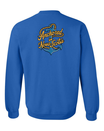 Anchored in Nova Scotia (New Design) Left Chest and Back crew-neck