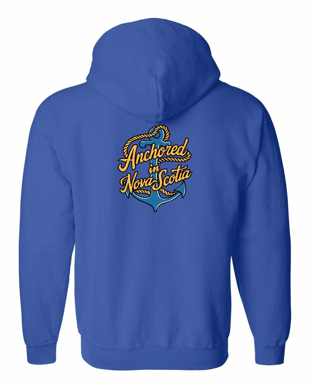 Anchored in Nova Scotia (New Design) Left Chest and Back zip-hoodie