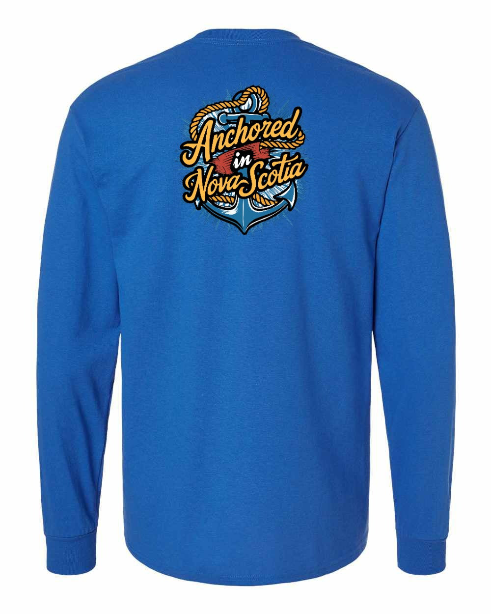 Anchored In Nova Scotia (Old Design) Left Chest and Back Long Sleeve Tee