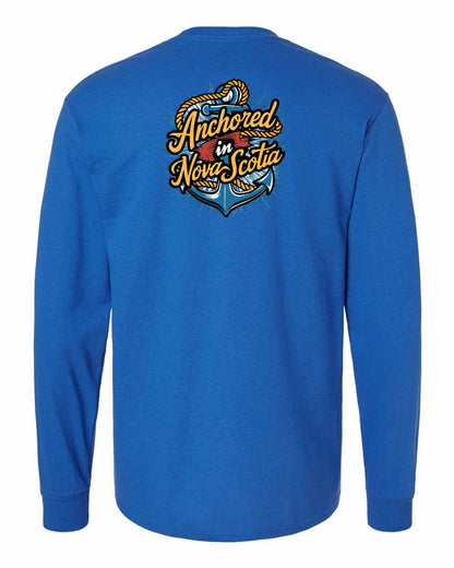 Anchored In Nova Scotia (Old Design) Left Chest and Back Long Sleeve Tee
