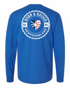 Born and Raised NFLD Heart Flag Left Chest & Back Long Sleeve Tee - Unisex