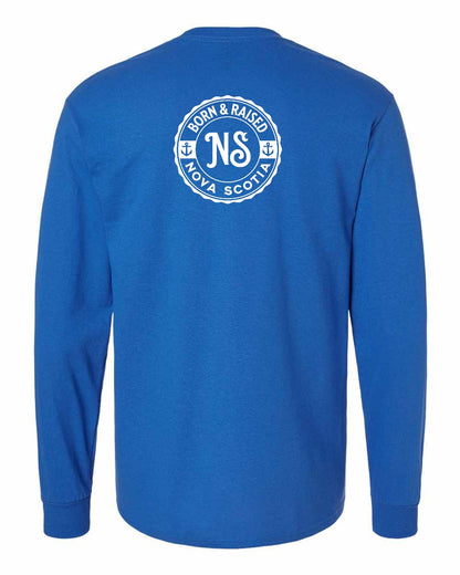 Born & Raised Nova Scotia Left Chest and Back Long Sleeve Tee