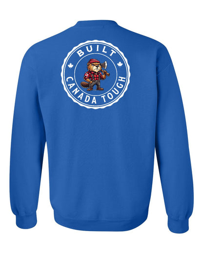Built Canada Tough Male Beaver Left Chest and Back Crewneck