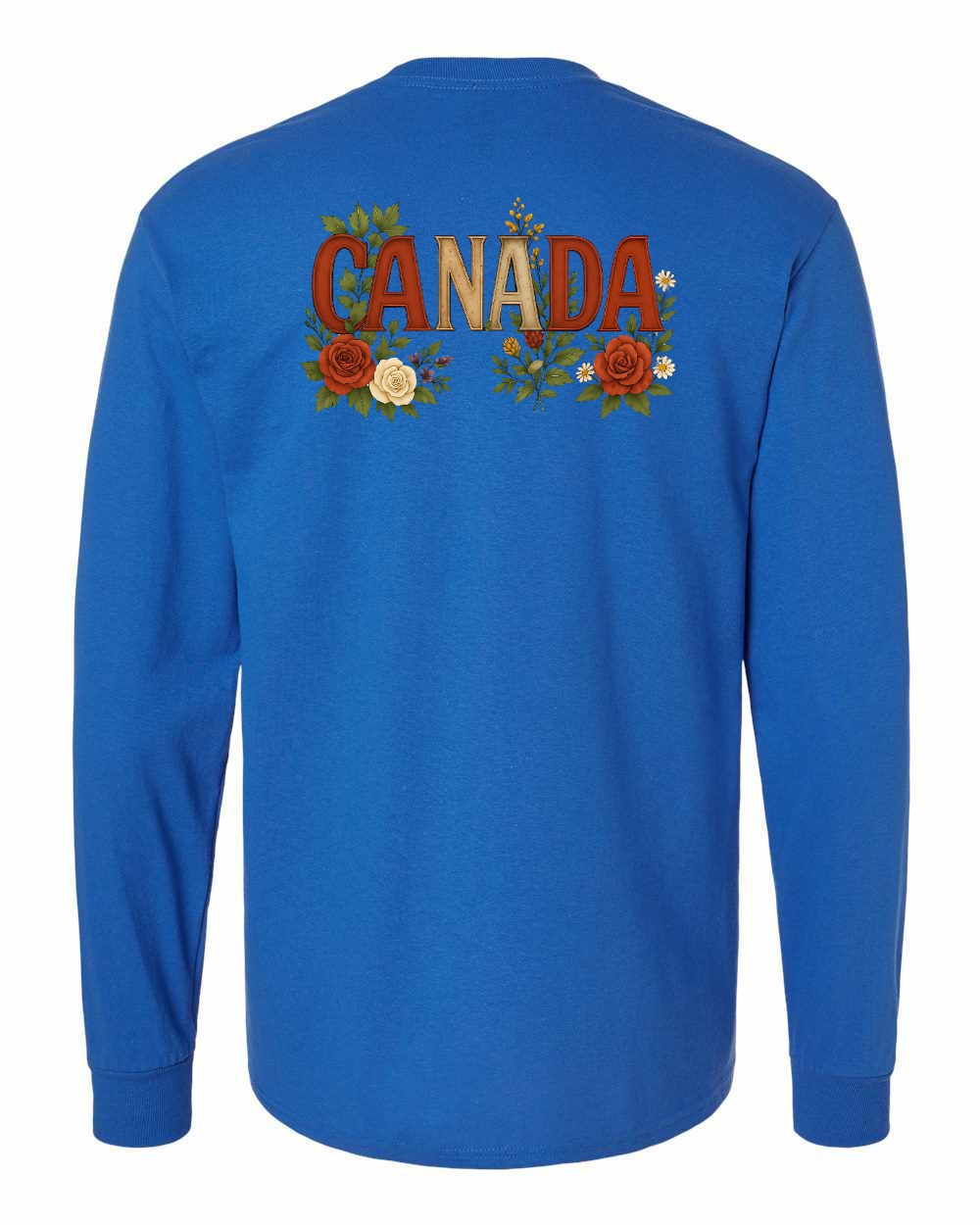 Canada Flowers Left Chest and Back Long Sleeve - Gildan Canada (sewn Internationally) - Unisex