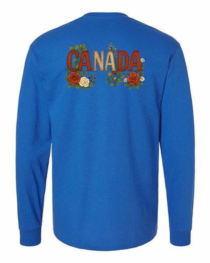 Canada Flowers Left Chest and Back Long Sleeve