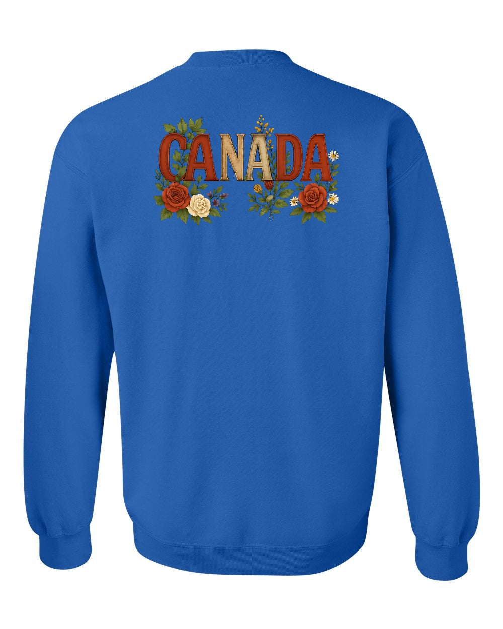 Canada Flowers Left Chest and Back Crewneck Sweatshirt - Gildan Canada (sewn Internationally) - Unisex