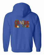 Canada Flowers Left Chest and Back Zip Hoodie - Gildan Canada (sewn Internationally) - Unisex