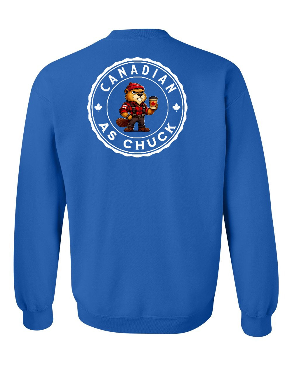 CDN as Chuck Male Beaver Left Chest and Back Crewneck Sweatshirt - Gildan Canada (sewn Internationally) - Unisex