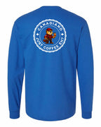 Canadiano just Coffee EH! Male Beaver Left Chest and Back Long Sleeve - Gildan Canada (sewn Internationally) - Unisex