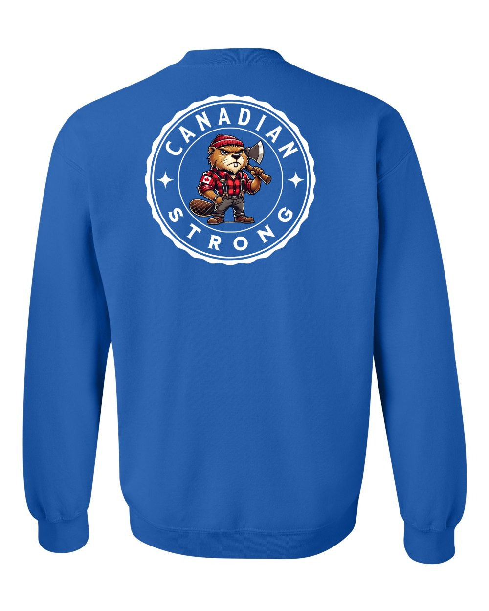Canadian Strong Beaver Left Chest and Back Crewneck Sweatshirt - Gildan Canada (sewn Internationally) - Unisex