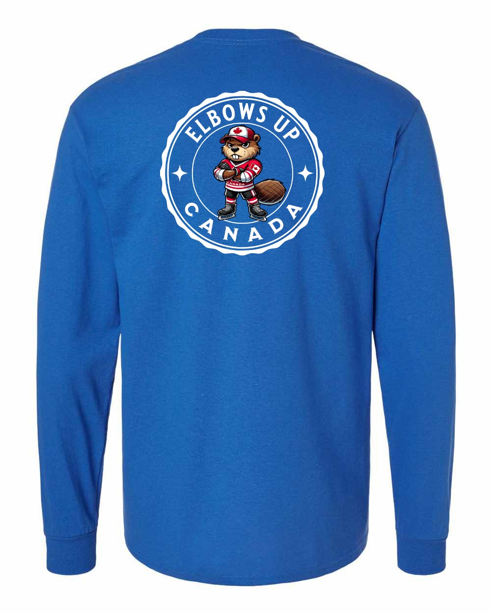 Elbows up Beaver Left Chest and Back Long Sleeve - Gildan Canada (sewn Internationally) - Unisex