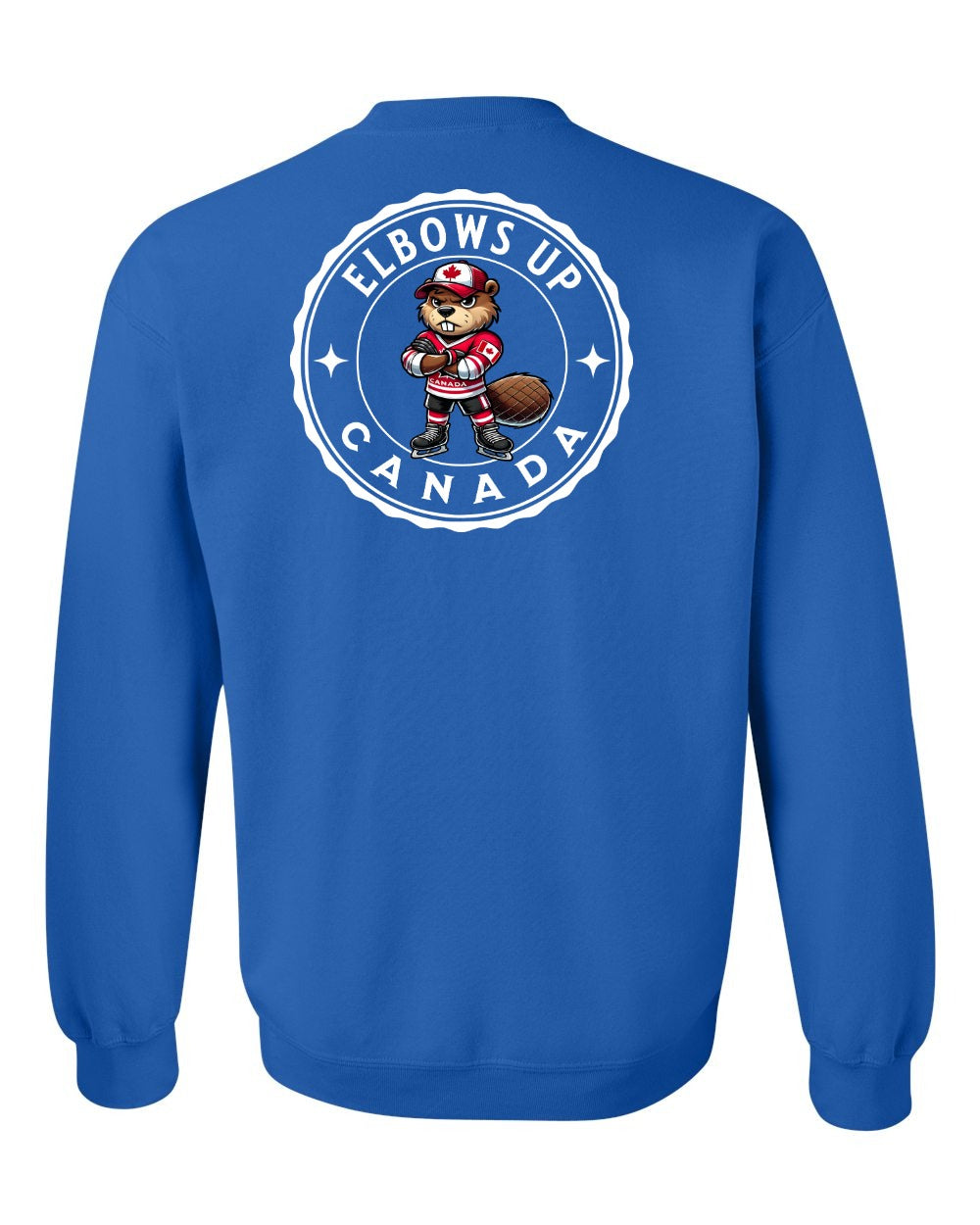 Elbows up Beaver Left Chest and Back Crewneck Sweatshirt - Gildan Canada (sewn Internationally) - Unisex
