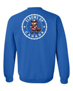 Elbows up Beaver Left Chest and Back Crewneck Sweatshirt - Gildan Canada (sewn Internationally) - Unisex