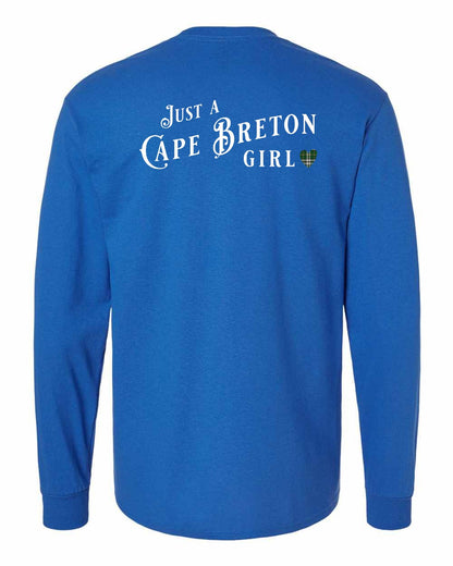 Just a Cape Breton Girl Tartan Left Chest and Back Long Sleeve Tee