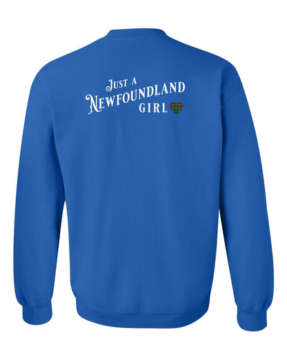 Just a Newfoundland Girl Tartan Left Chest and Back Crewneck Sweatshirt