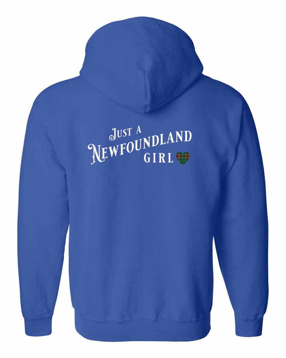 Just a Newfoundland Girl Tartan Left Chest and Back Zip Hoodie