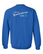 Living the NFLD Life blue Left Chest and Back Crewneck Sweatshirt - Unisex