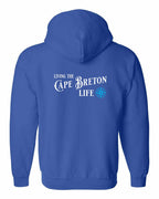 Living the CB Life blue Left Chest and Back Zip Hoodie - Unisex