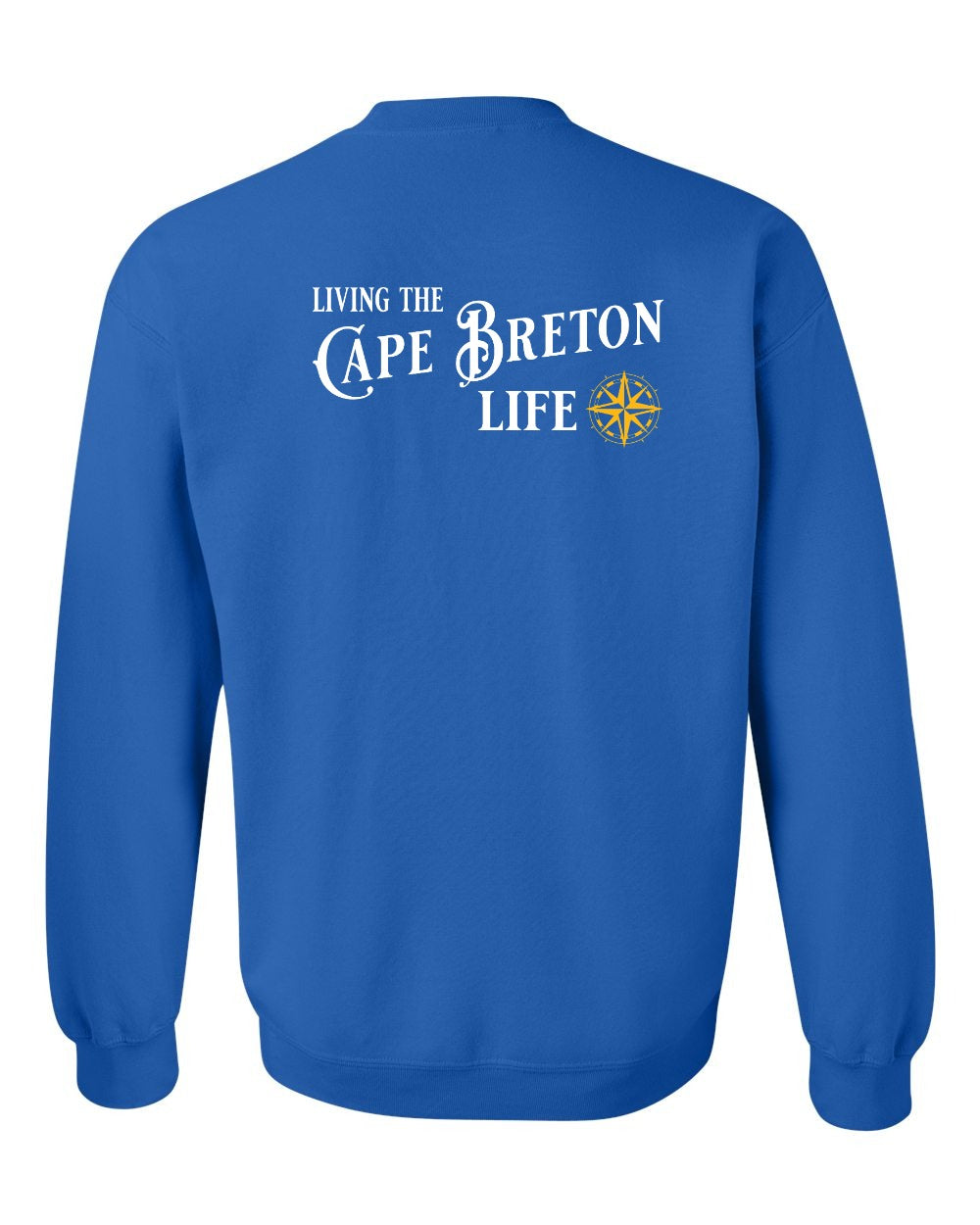 Living the Cape Breton Life yellow Left Chest and Back Crewneck Sweatshirt