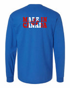 Made in Canada Flag Background Left Chest and Back Long Sleeve - Gildan Canada (sewn Internationally) - Unisex