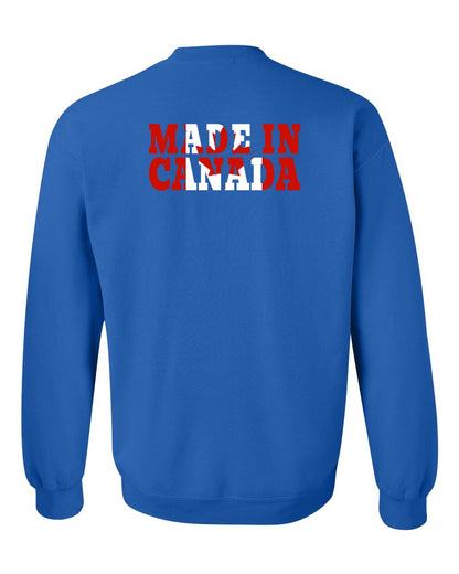 Made in Canada Flag Background Left Chest and Back Crewneck