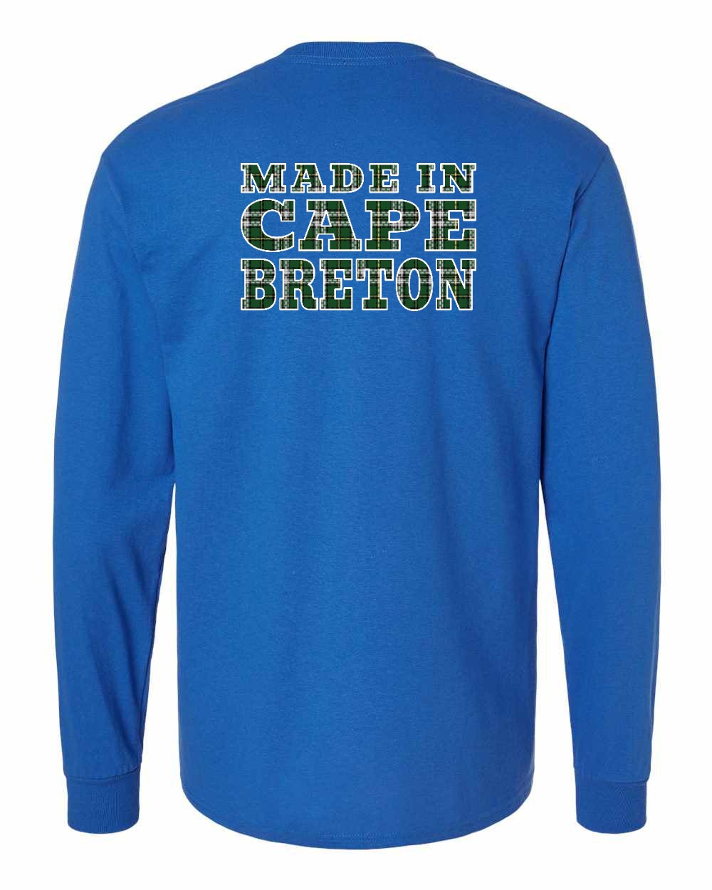 Made In Cape Breton Tartan Left Chest and Back Long Sleeve Tee