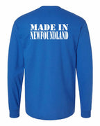 Made In NFLD ( White Lettering) Left Chest and Back Long Sleeve - Unisex
