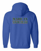 Made In NFLD ( Tartan Lettering) Left Chest and Back Zip Hoodie - Unisex